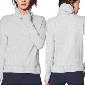 Lululemon Stress Less Pullover Size 6 Heathered Core Ultra Light Grey Cowl